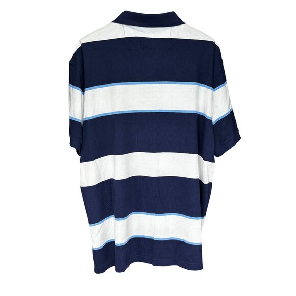 Chaps Mens Everyday Polo Shirt Blue & White Stripes XXL 100% Cotton - Picture 2 of 11